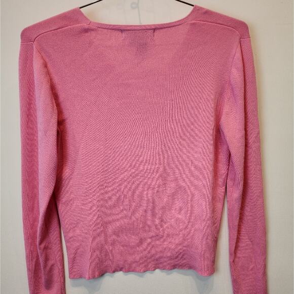 Hot Pink Barbiecore Cardigan Sweater Button Down Long Sleeve Sweater Size M - Picture 6 of 8
